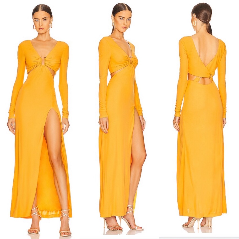 DUNDAS Sidra Dress in Mango Yellow NEW